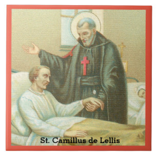 Saint Camillus Comforting an Ogiltigt (M 021) Kakelplatta