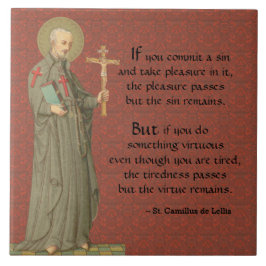 Saint Camillus de Lellis (SAU 37; med citat) Kakelplatta