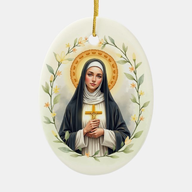 Saint Catherine of Siena Catholique Devotional Julgransprydnad Keramik (Framsidan)