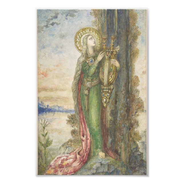 Saint Cecilia av Gustav Moreau Fototryck (Framsidan)