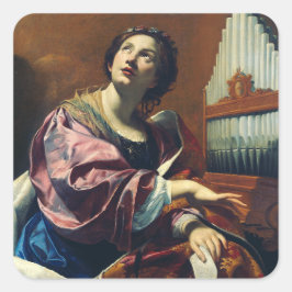 Saint Cecilia av Simon Vouet Fyrkantigt Klistermärke