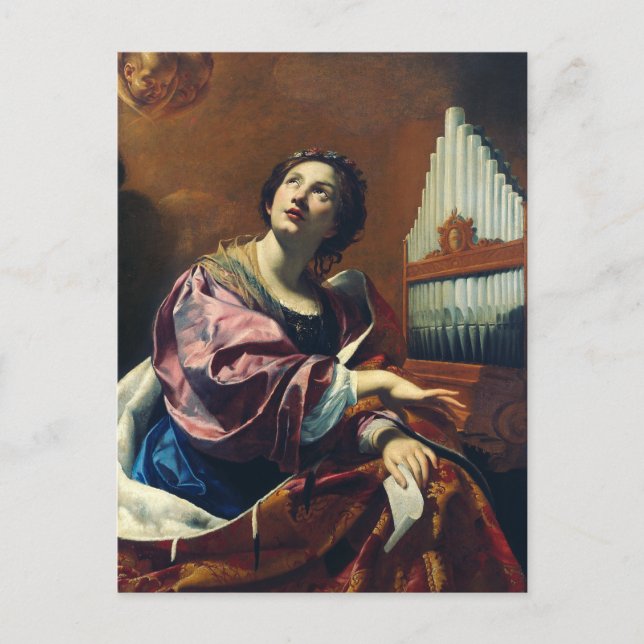 Saint Cecilia av Simon Vouet Vykort (Framsida)