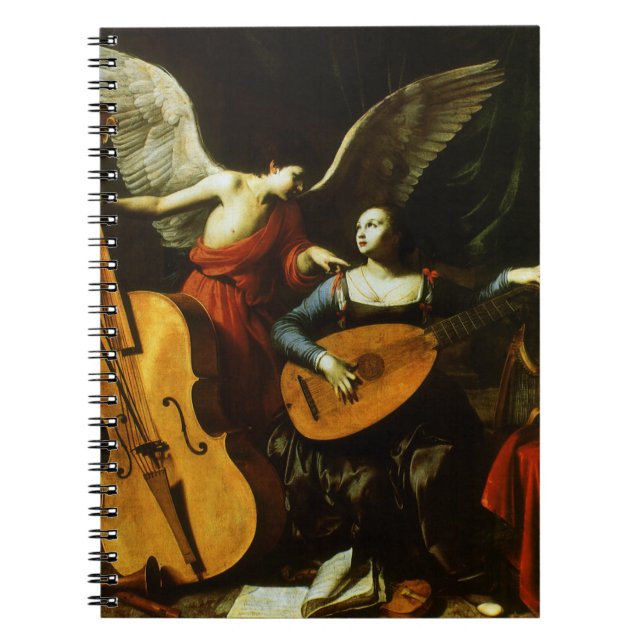 Saint Cecilia och Angel av Carlo Saraceni Anteckningsbok Med Spiral (Framsidan)