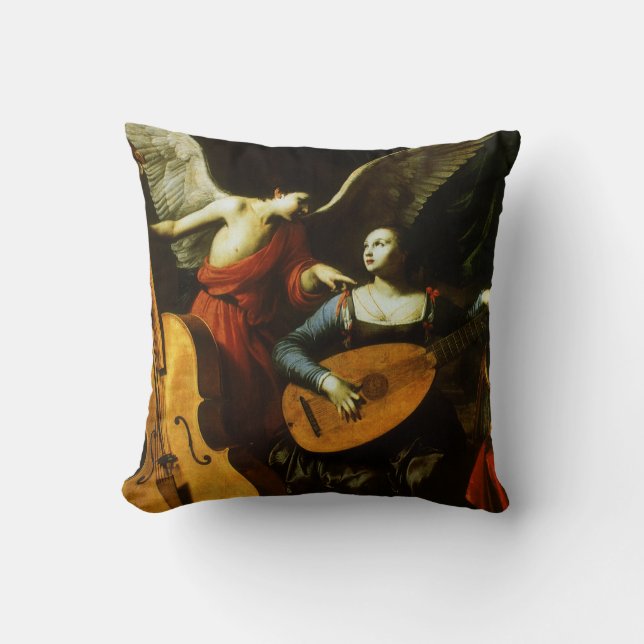 Saint Cecilia och Angel av Carlo Saraceni Kudde (Framsida)