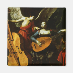 Saint Cecilia och Angel av Carlo Saraceni Magnet