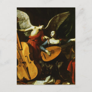 Saint Cecilia och Angel av Carlo Saraceni Vykort