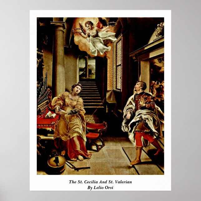 Saint Cecilia och St. Valerian av Lelio Orsi Poster (Framsidan)