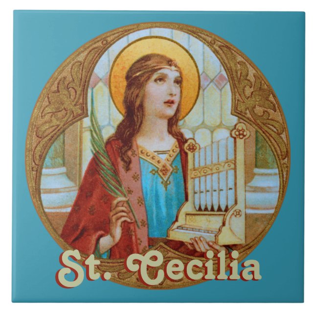 Saint Cecilia of Rom (BK 003) Ceramic Tile 1 Kakelplatta (Framsidan)