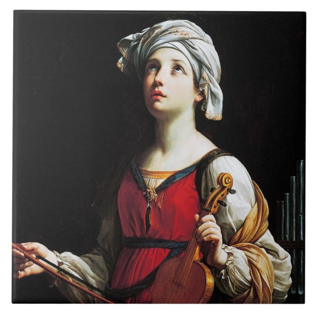 Saint Cecilia (St. Cecilia), Guido Reni Kakelplatta (Framsidan)