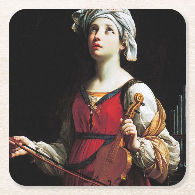 Saint Cecilia (St. Cecilia), Guido Reni Underlägg Papper Kvadrat (Framsidan)