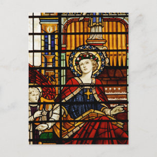 Saint Cecilia Stached Glass Vykort