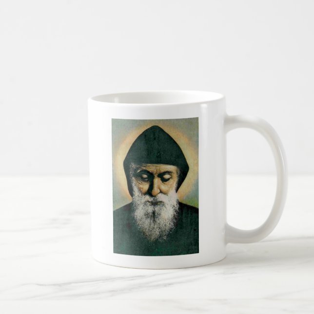 Saint Charbel Porträtt Kaffemugg (Höger)