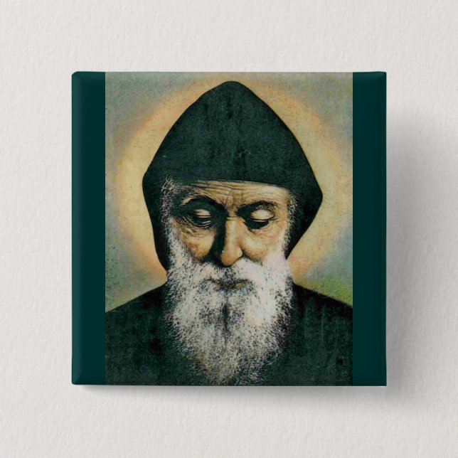 Saint Charbel Porträtt Knapp (Framsida)