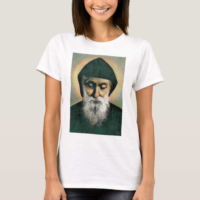 Saint Charbel Porträtt Tee Shirt (Framsida)