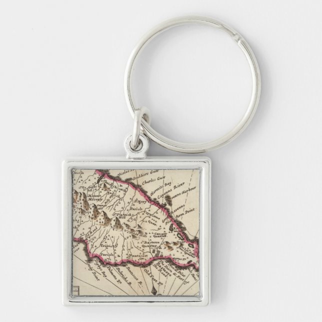 Saint-Christofers Fyrkantig Silverfärgad Nyckelring (Framsidan)