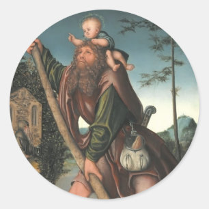 Saint Christopher av Hieronymus Bosch Runt Klistermärke