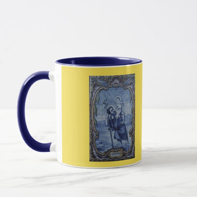 Saint Christopher Blue Tile Coffee Mugg (Vänster)