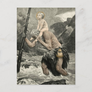 Saint Christopher Kristus Travel Engrave Mogk Vykort