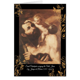Saint Christopher med Child Kristus Hälsningskort