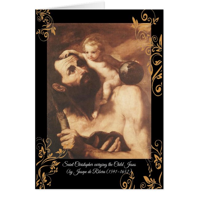 Saint Christopher med Child Kristus Hälsningskort (Framsidan)