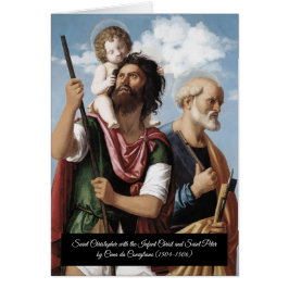 Saint Christopher med den spädske Kristus Hälsningskort