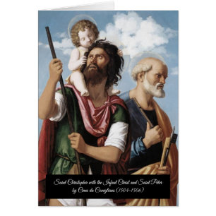 Saint Christopher med den spädske Kristus Hälsningskort