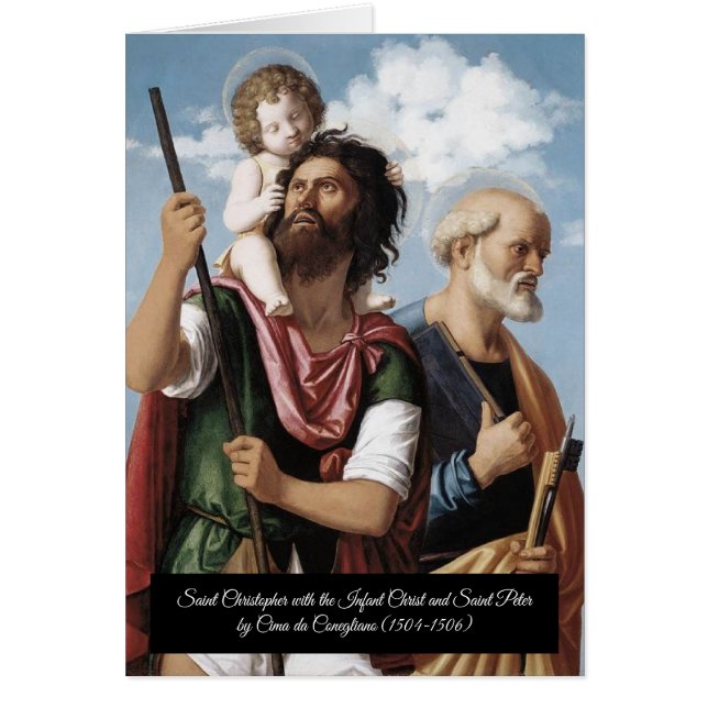Saint Christopher med den spädske Kristus Hälsningskort (Framsidan)