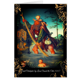 Saint Christopher med den spädske Kristus Hälsningskort