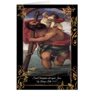 Saint Christopher med den spädske Kristus Hälsningskort