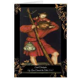 Saint Christopher med den spädske Kristus Hälsningskort