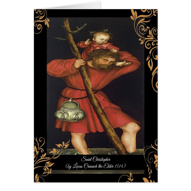 Saint Christopher med den spädske Kristus Hälsningskort (Framsidan)