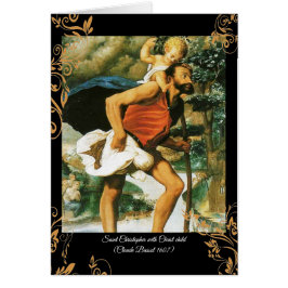 Saint Christopher med den spädske Kristus Hälsningskort