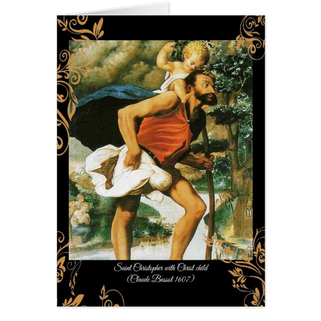 Saint Christopher med den spädske Kristus Hälsningskort (Framsidan)