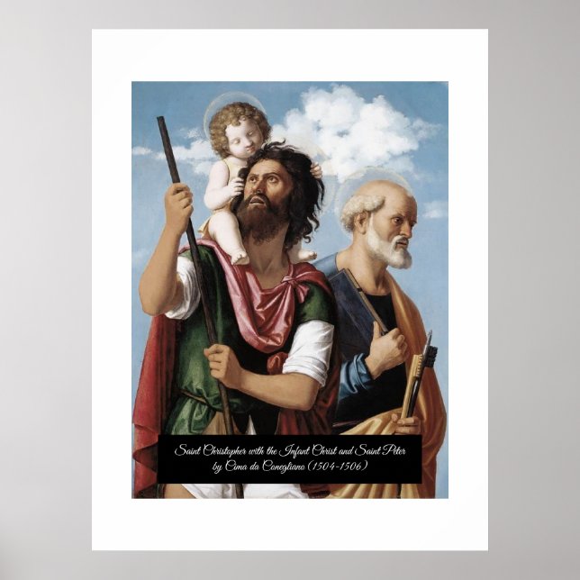 Saint Christopher med den spädske Kristus Poster (Framsidan)