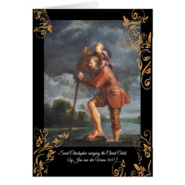 Saint Christopher med infant Kristus Hälsningskort