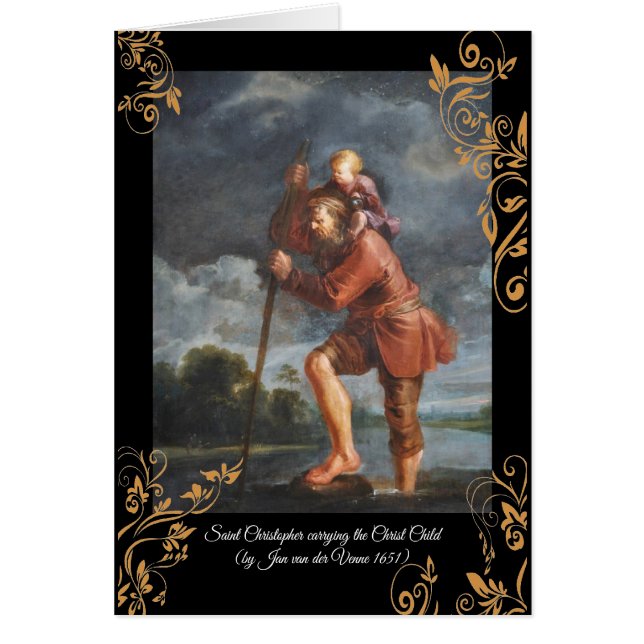 Saint Christopher med infant Kristus Hälsningskort (Framsidan)