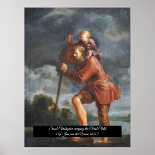 Saint Christopher med infant Kristus Poster