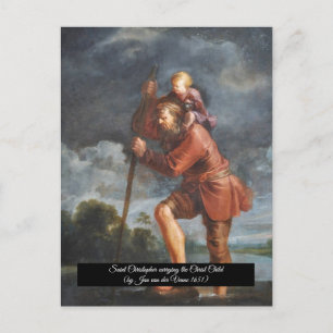 Saint Christopher med infant Kristus Vykort