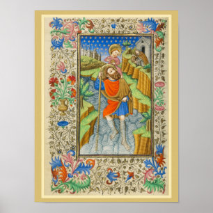 Saint Christopher Medieval-belysning Poster
