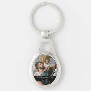 Saint Christopher Ovalt Silverfärgad Nyckelring