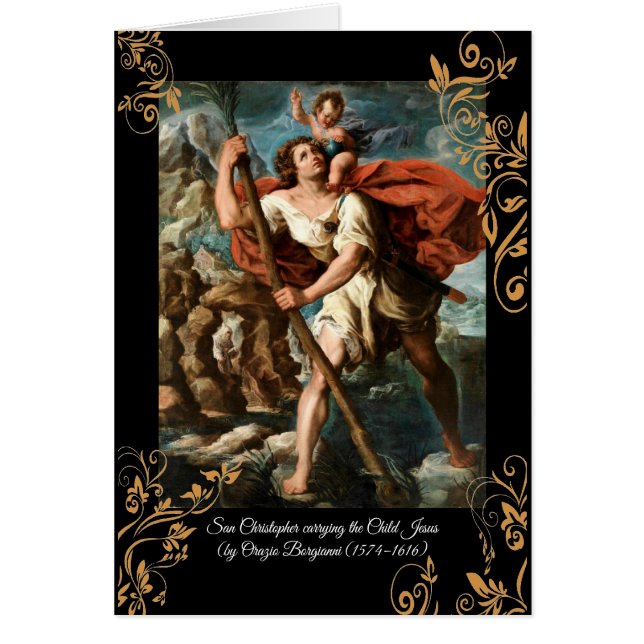 Saint Christopher Patron saint travelers Hälsningskort (Framsidan)