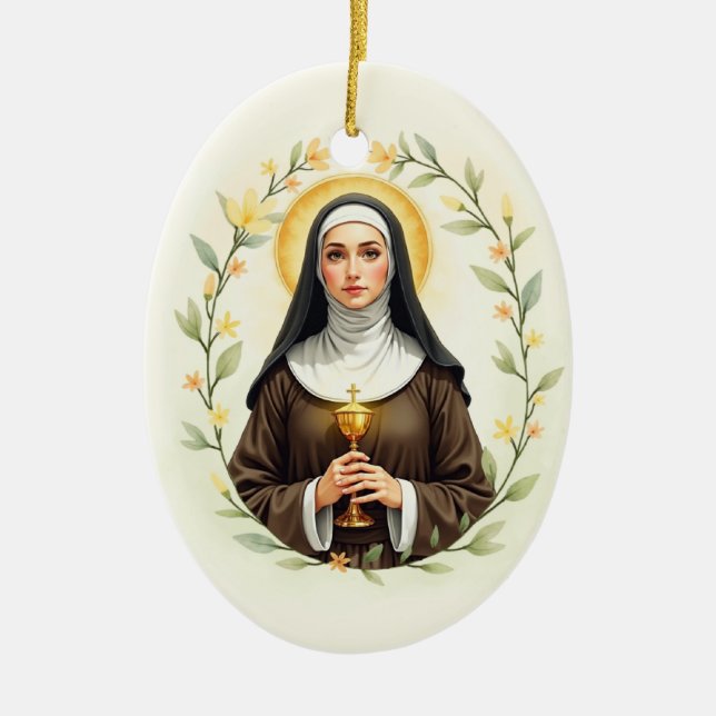 Saint Clare of Assisi Guds fred och välsignelser Julgransprydnad Keramik (Framsidan)