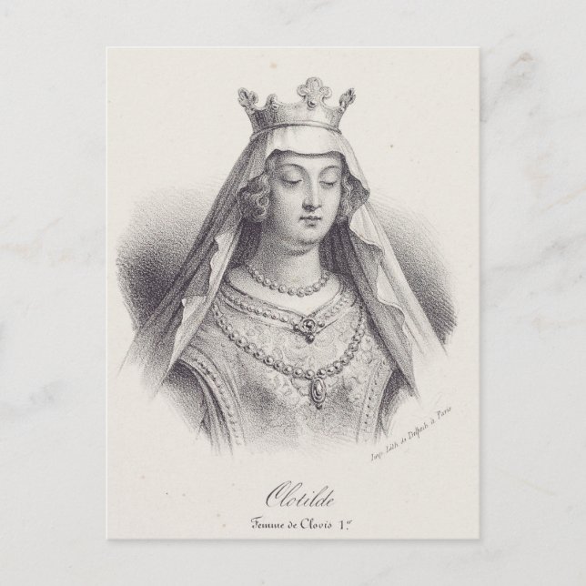 Saint Clotilde, andra hustru till Clovis Vykort (Framsida)