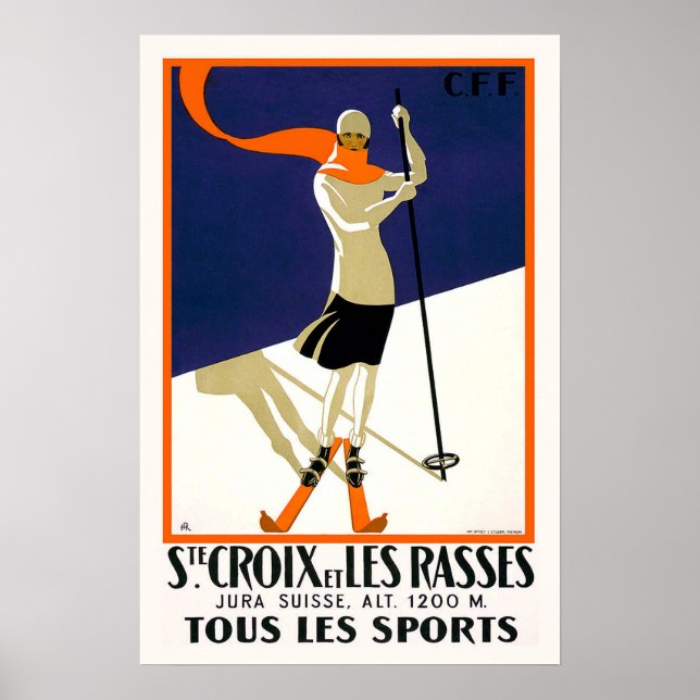Saint Croix Schweiz Skiing Poster (Framsidan)