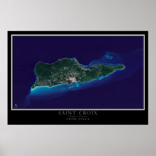 Saint Croix U.S. Virgin Islands Satellite Karta Poster
