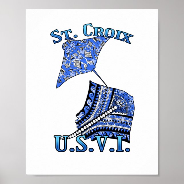 Saint Croix U V.I. Vacation Tribal Stingray Ocean Poster (Framsidan)