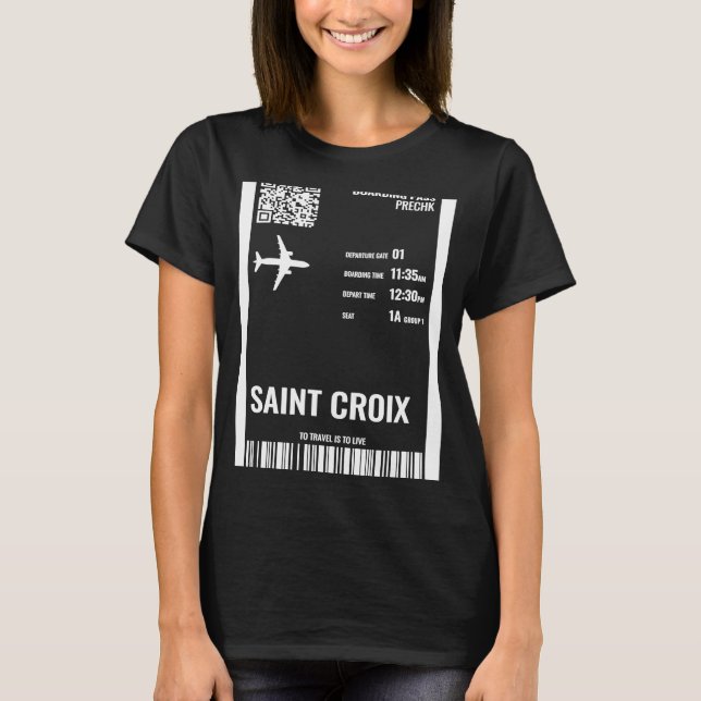 Saint Croix US Virgin Islands Boarding Pass Airlin T Shirt (Framsida)