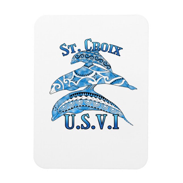 Saint Croix USVI Vacation Tribal Dolphins Magnet (Vertikal)