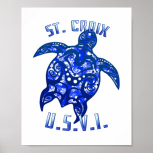 Saint Croix USVI Vacation Tribal Turtle Poster
