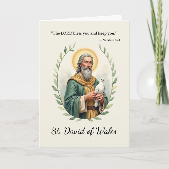 Saint David of Wales Gods Peace with Scripture Kort (Framsida)